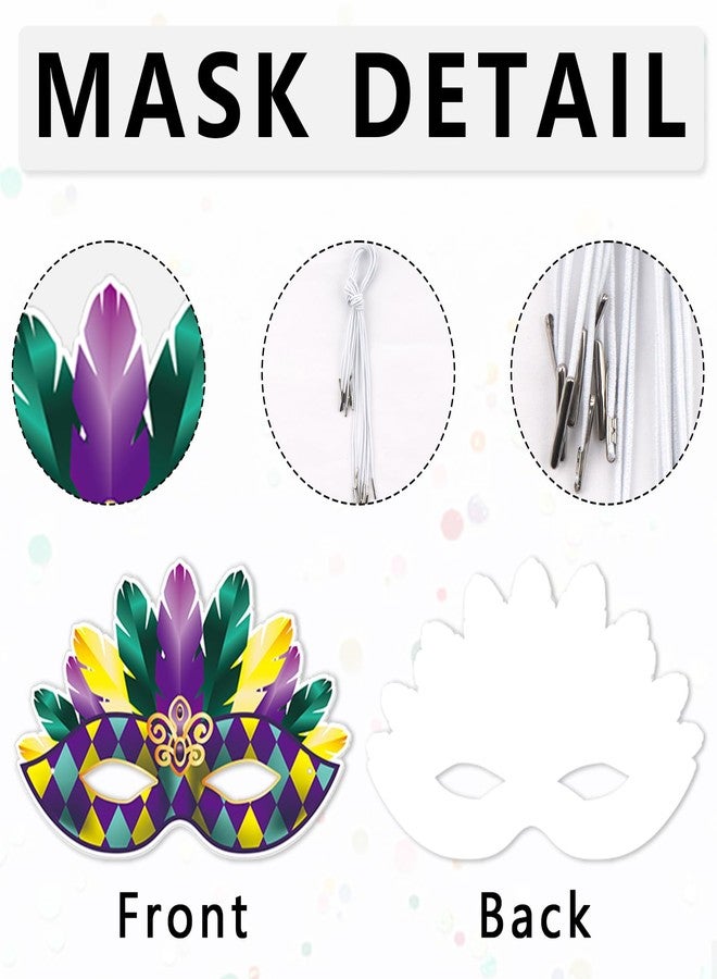 Glodecart 8PCS Mardi Gras Paper Masks for Cosplay, Mardi Gras Masks for Party Supplies Mardi Gras Carnival Face Masks - Image 3